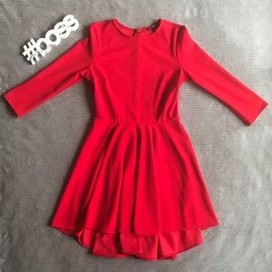 Express Red 3/4 Sleeve Hi-Low Dress